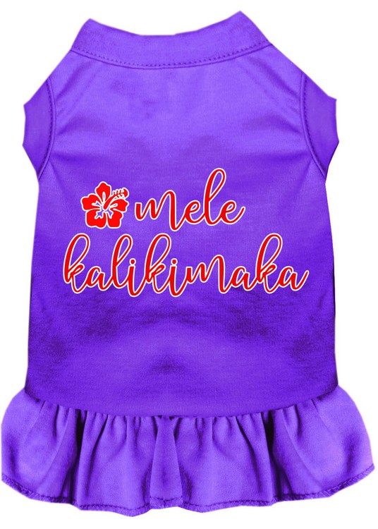 Mele Kalikimaka Screen Print Dog Dress Purple XL